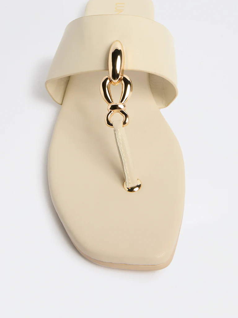 LUNA BLU Ivory Metallic-Detailed Slides - Image 3
