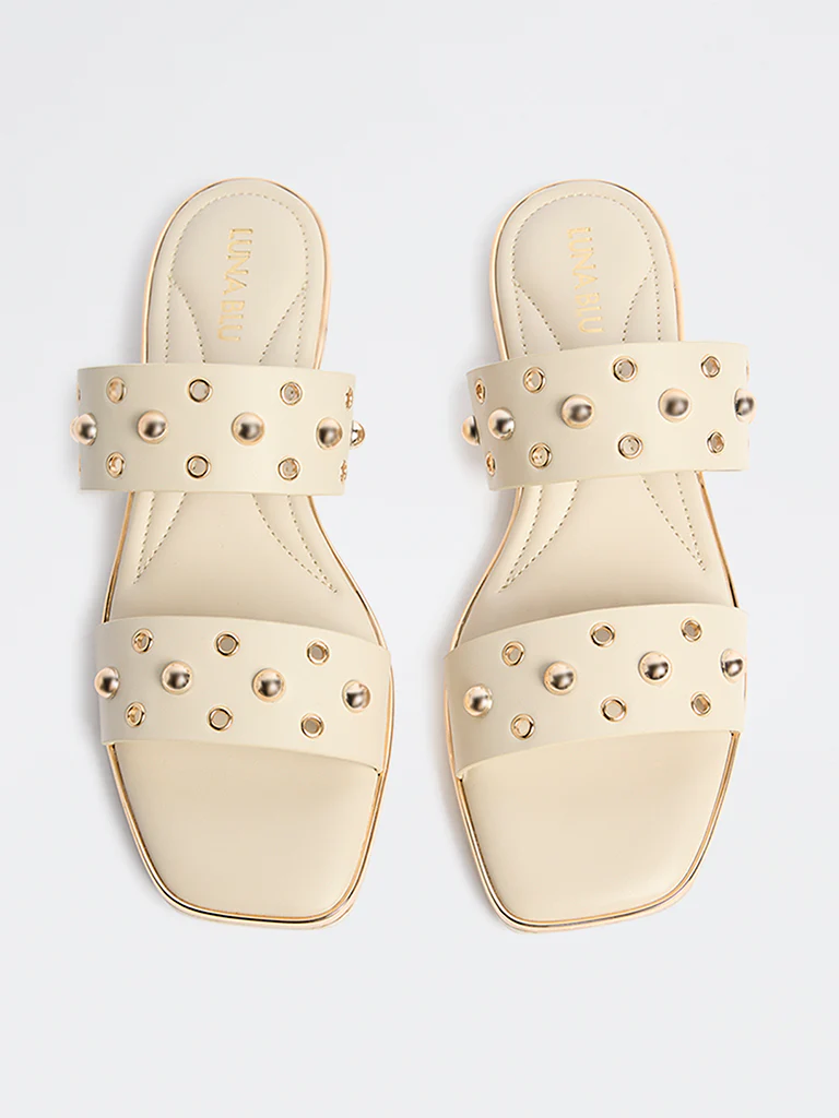 LUNA BLU Ivory Metallic Detailed Slides - Image 3