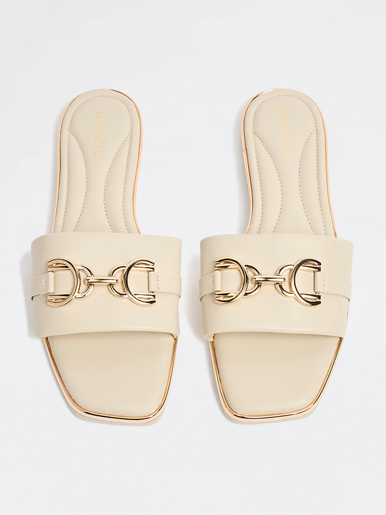 LUNA BLU Ivory Metallic Detailed Slides - Image 3