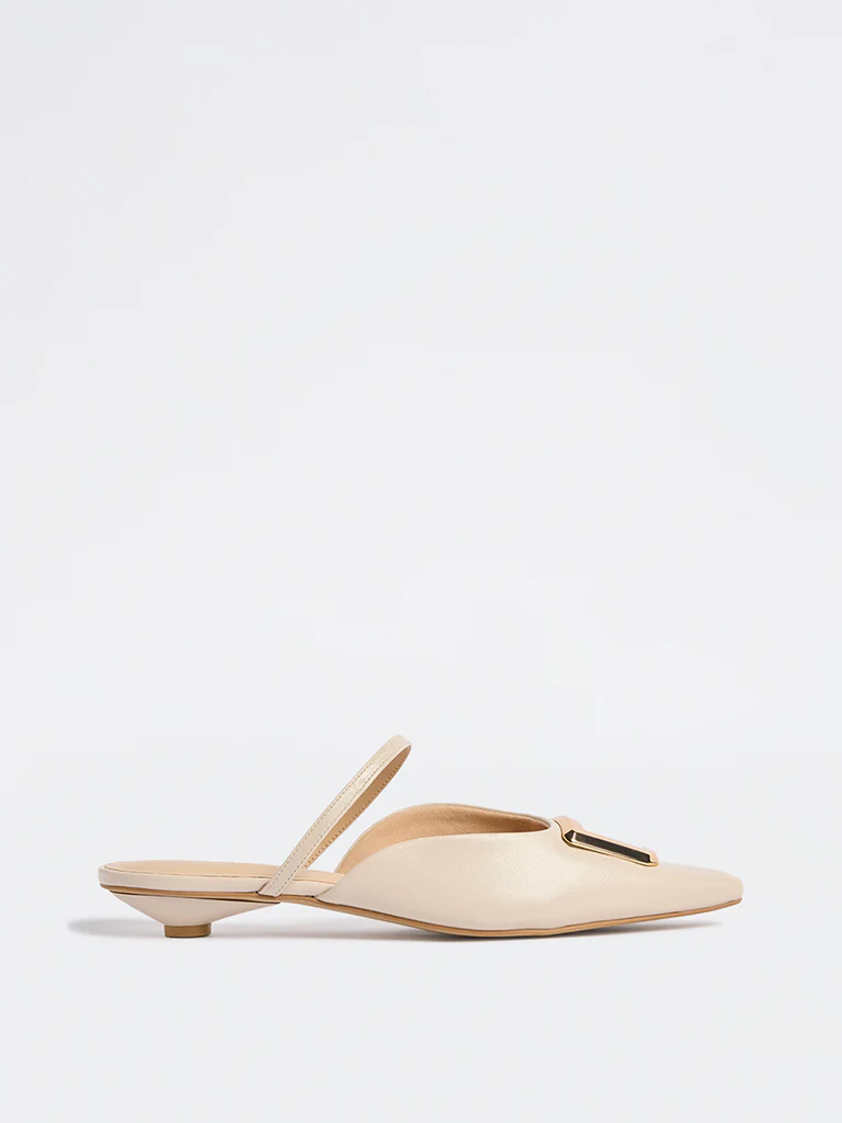 LUNA BLU Ivory Metallic Detailed Slingback Shoes - Image 3