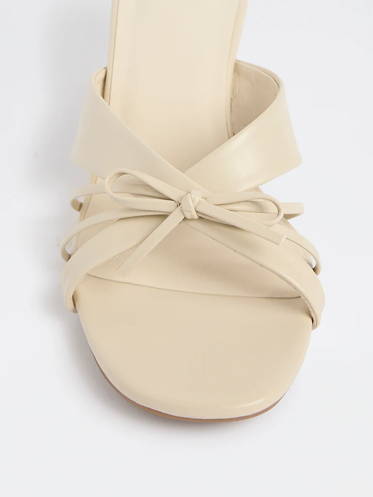LUNA BLU Ivory Multi-Strap Bow-Detail Heel-Sandals - Image 4