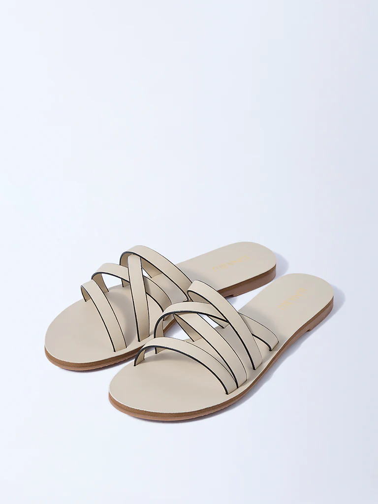 LUNA BLU Ivory Multi-Strap Slides - Image 2