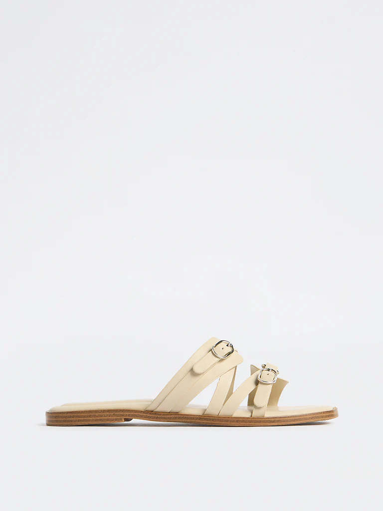 LUNA BLU Ivory Multi-Strap Slides
