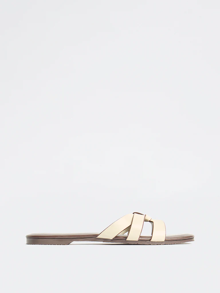 LUNA BLU Ivory Multi-Strap Slides