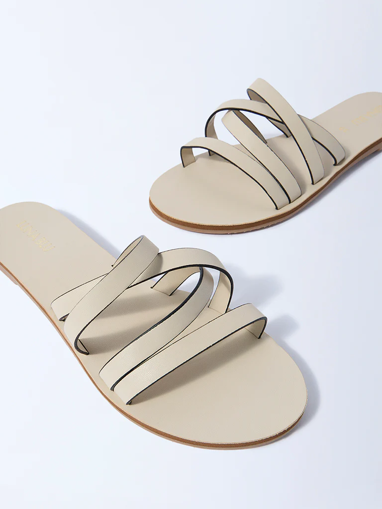 LUNA BLU Ivory Multi-Strap Slides - Image 4