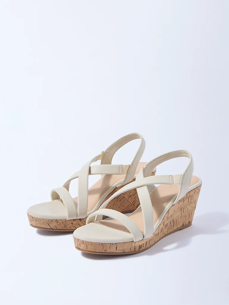 LUNA BLU Ivory Multi-Strap Wedge Sandals - Image 2