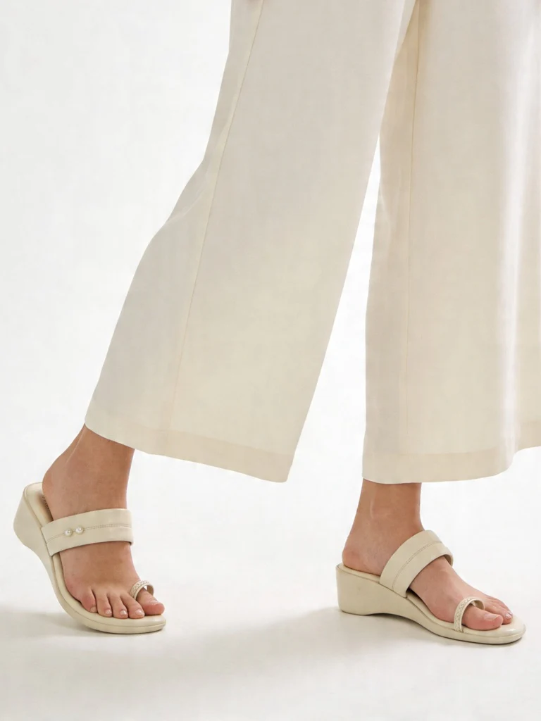 LUNA BLU Ivory Pearl-Detail Wedge-Heel Sandals