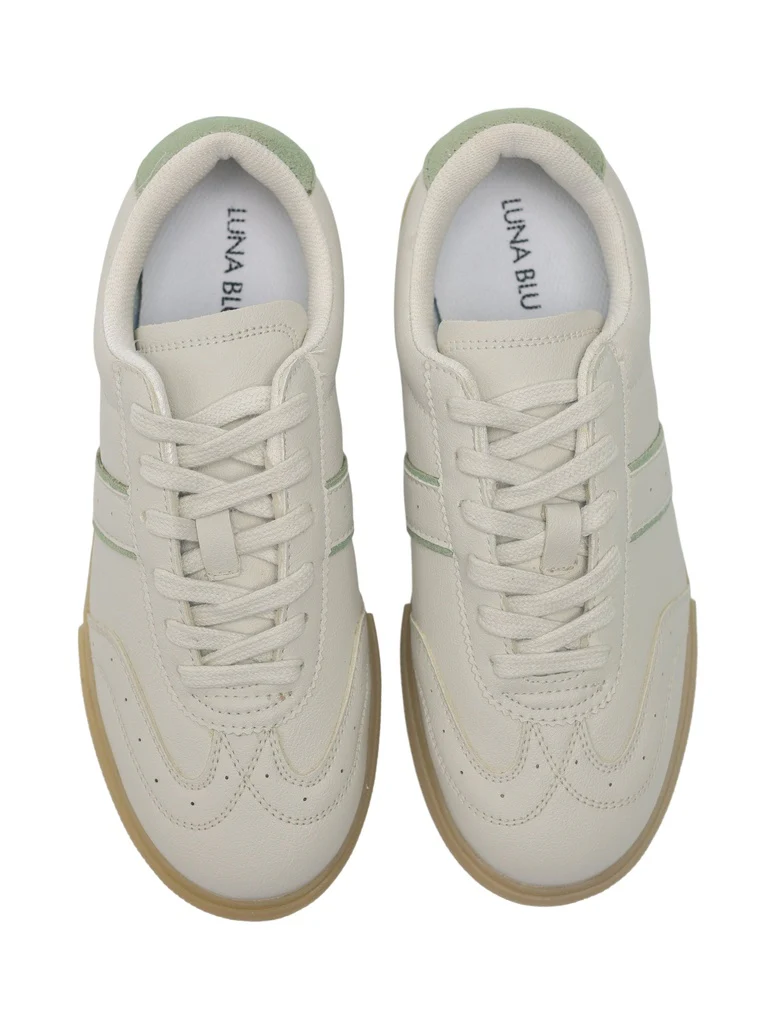 LUNA BLU Ivory Perforated Lace-Up Trainer Sneakers
