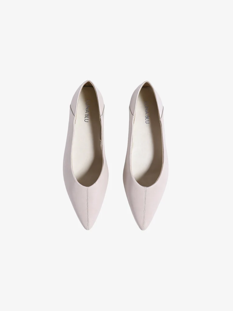 LUNA BLU Ivory Pointed Toe Ballerinas - Image 2