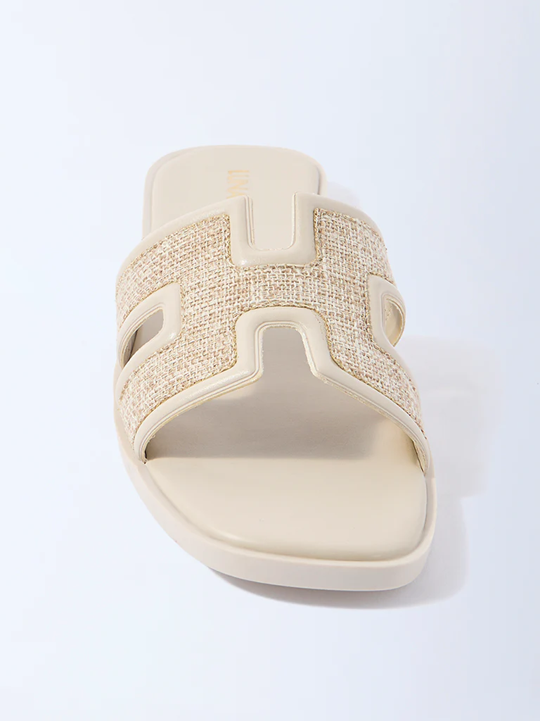 LUNA BLU Ivory Raffia-Textured Slides - Exclusive - Image 3