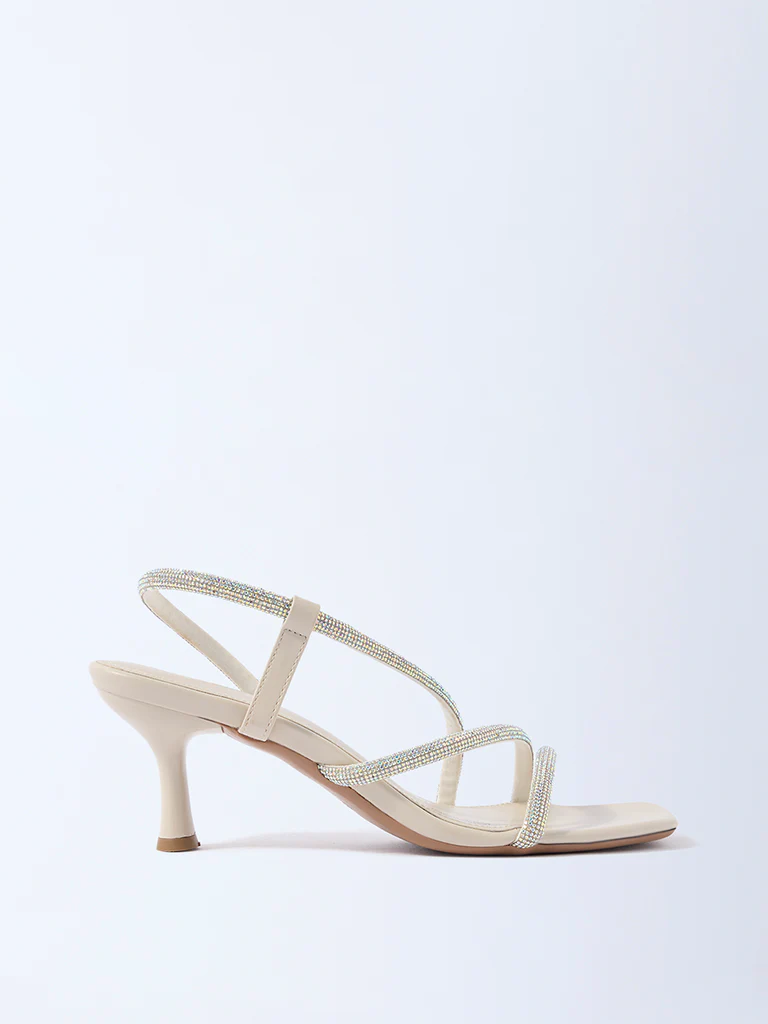 LUNA BLU Ivory Rhinestone-Embellished Kitten-Heel Sandals - Exclusive - Image 2