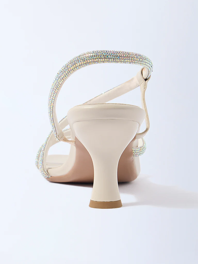 LUNA BLU Ivory Rhinestone-Embellished Kitten-Heel Sandals - Exclusive - Image 3