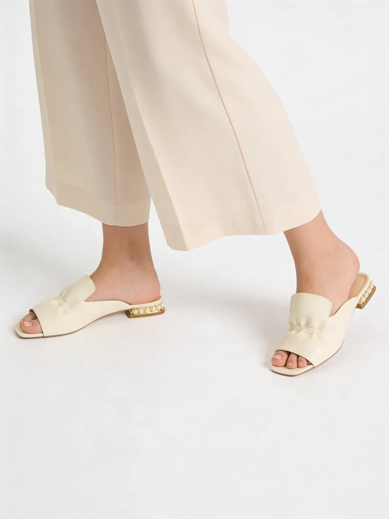 LUNA BLU Ivory Ruched Mules