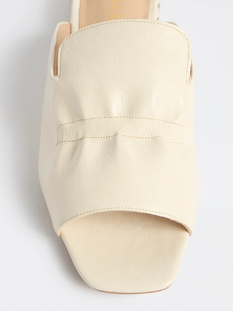 LUNA BLU Ivory Ruched Mules - Image 4