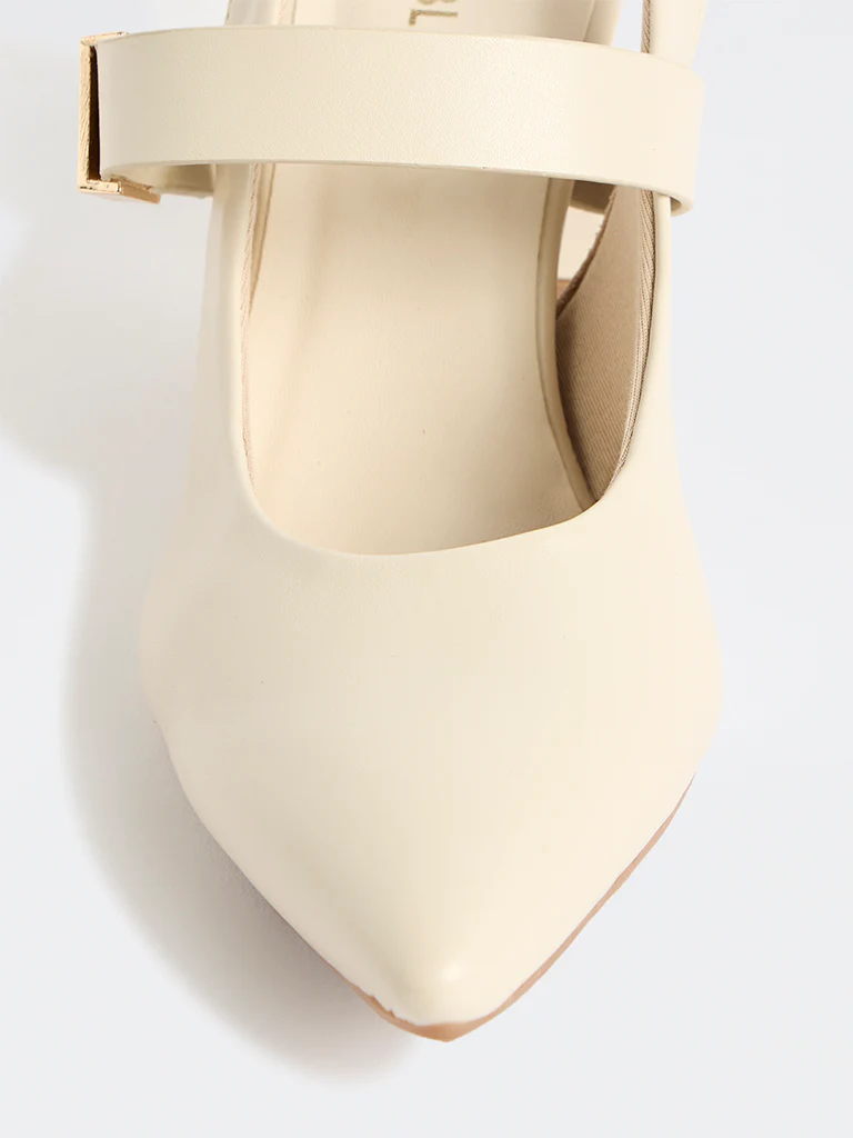 LUNA BLU Ivory Slingback Block-Heel Shoes - Image 3
