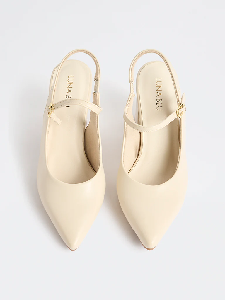 LUNA BLU Ivory Slingback Block Mules - Image 3
