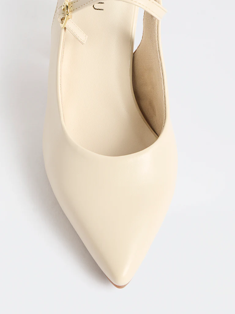 LUNA BLU Ivory Slingback Block Mules - Image 4