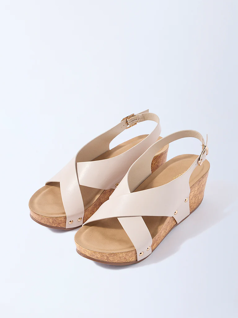 LUNA BLU Ivory Slingback Wedge Sandals - Image 2