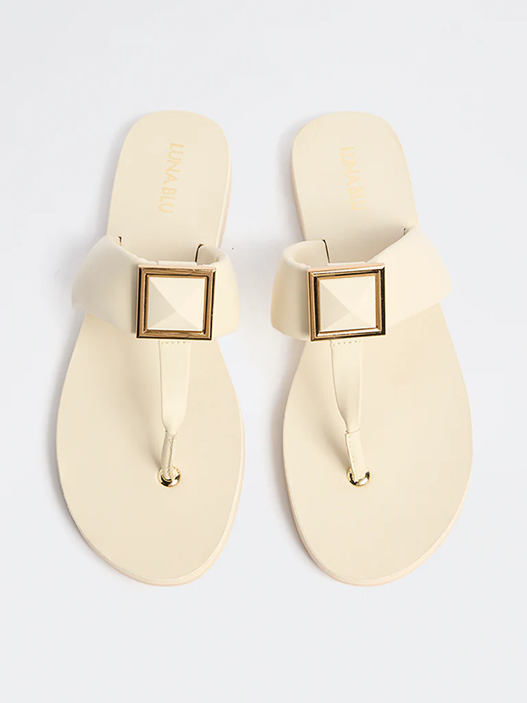 LUNA BLU Ivory Toe-Loop Slides - Image 3