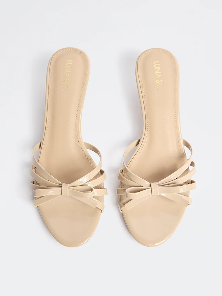LUNA BLU Light Beige Bow-Detailed Sandals - Image 3