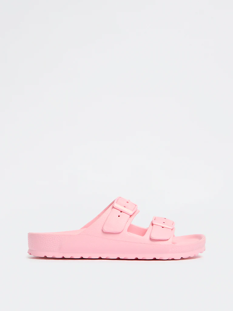 LUNA BLU Light Pink Dual-Buckled Slip-On Sandals - Image 2