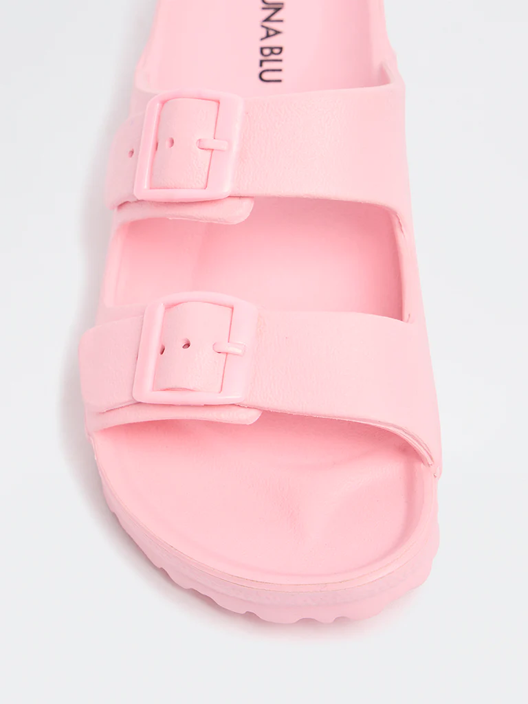 LUNA BLU Light Pink Dual-Buckled Slip-On Sandals - Image 4