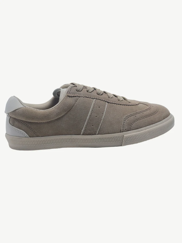 LUNA BLU Light Taupe Lace-Up Textured Sneakers - Image 4