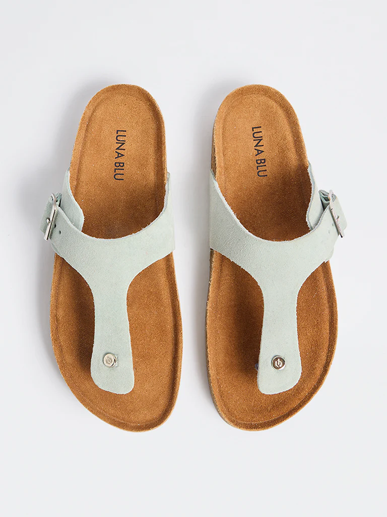 LUNA BLU Mint T-Strap Suede Sandals - Image 3