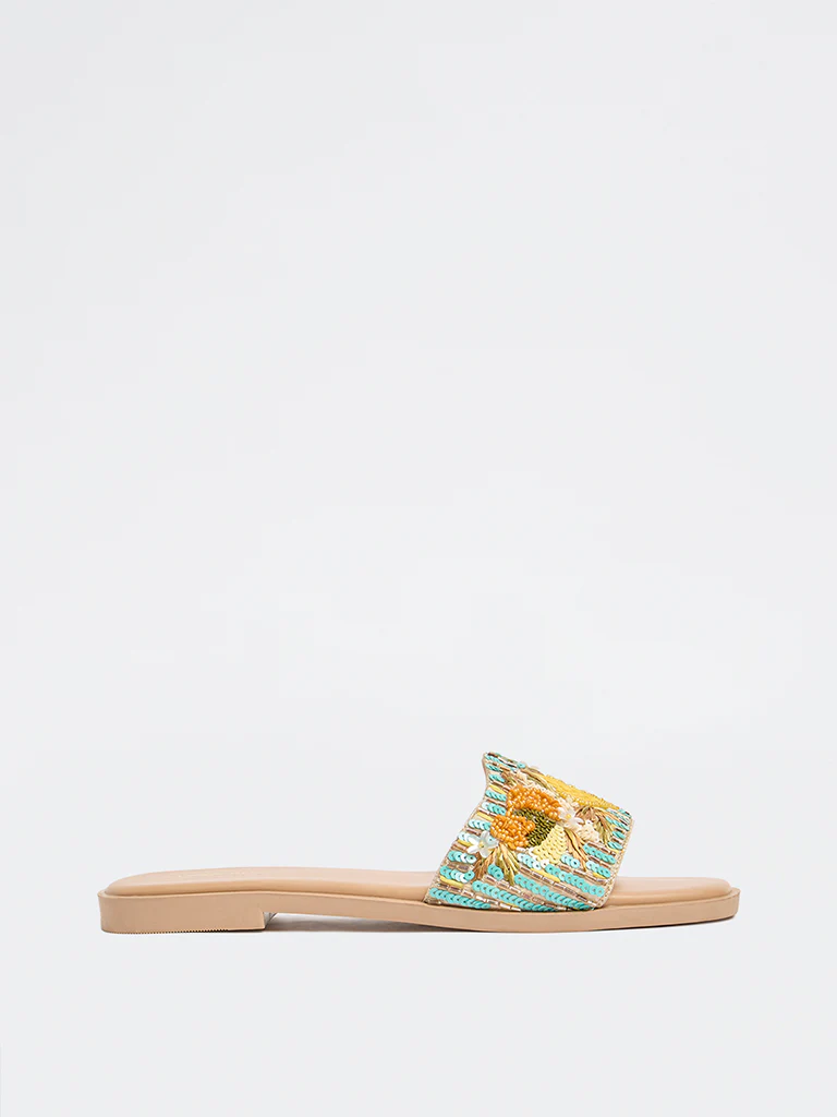 LUNA BLU Multicolor Embellished Slides - Image 2