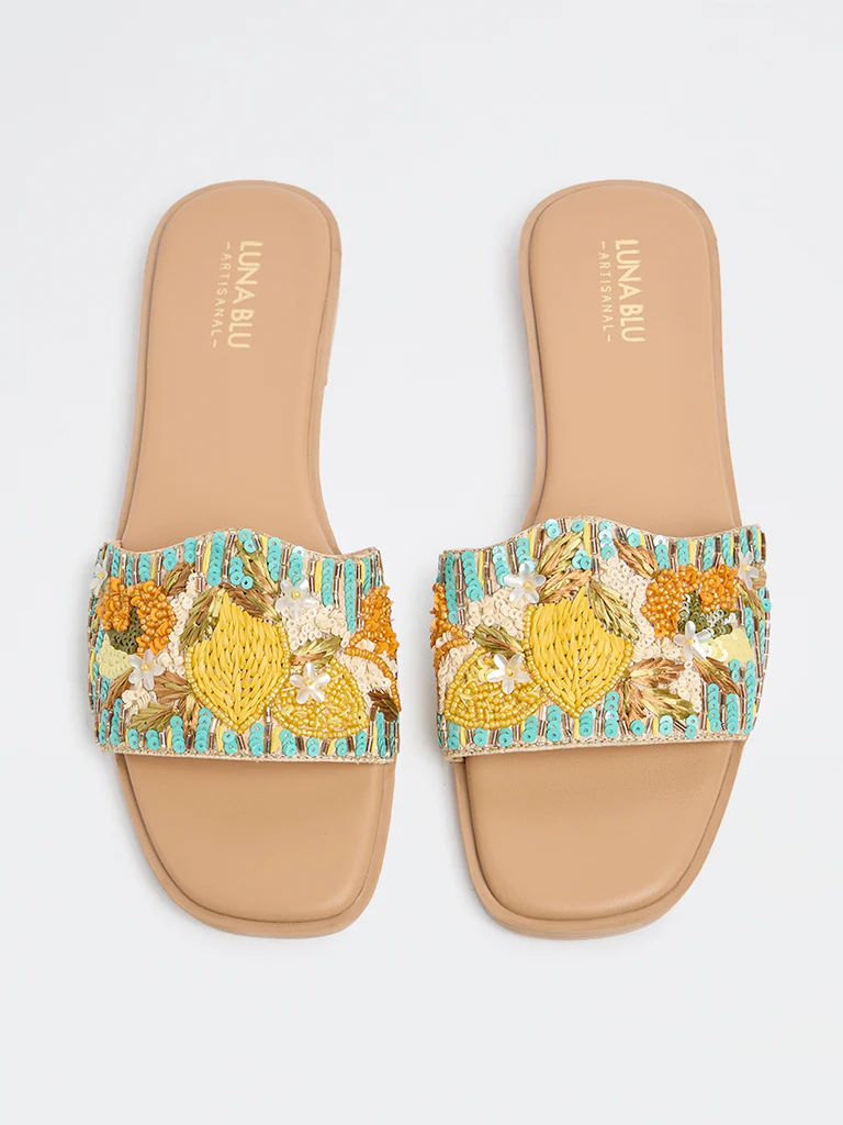 LUNA BLU Multicolor Embellished Slides - Image 3