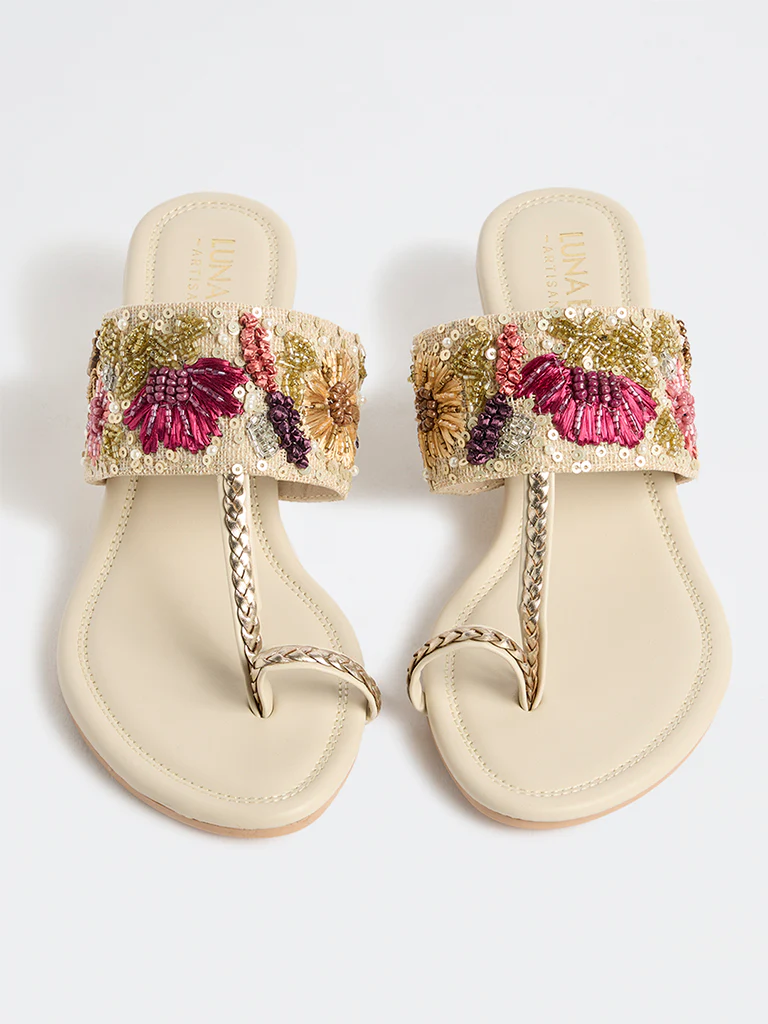 LUNA BLU Multicolour Embellished Wedge-Heel Sandals