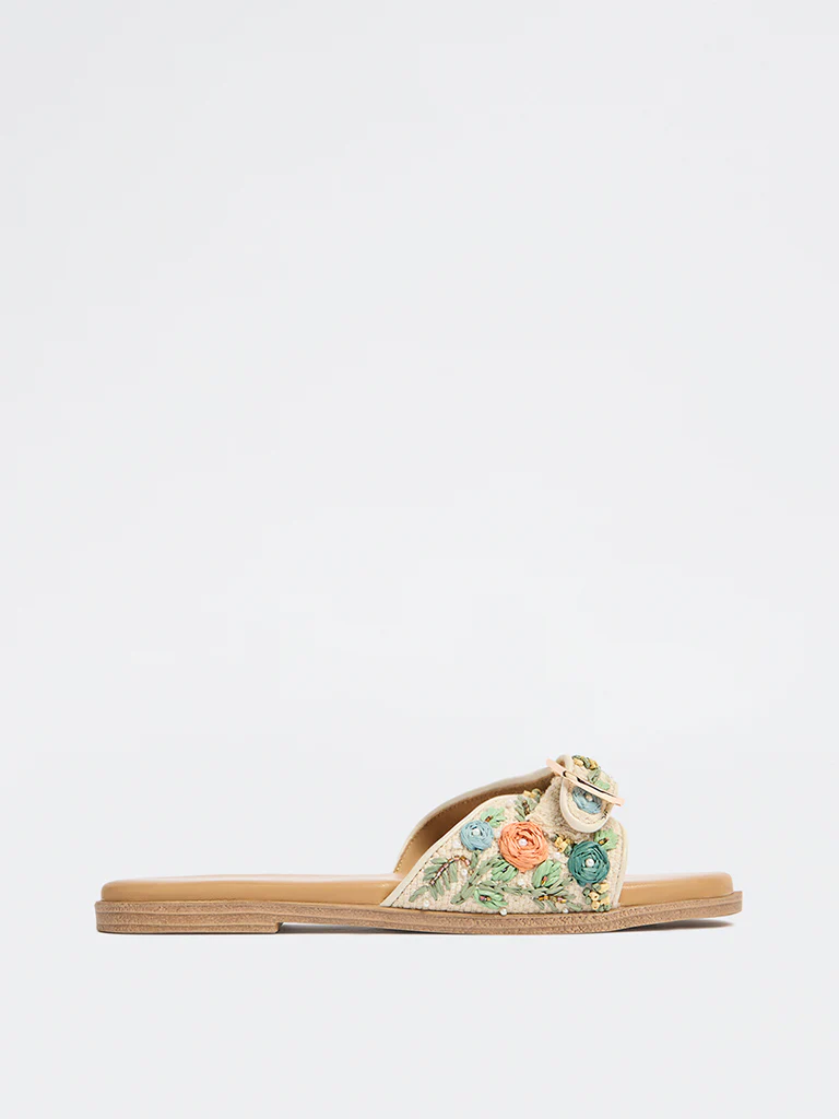 LUNA BLU Multicolour Floral Embellished Slides - Image 2