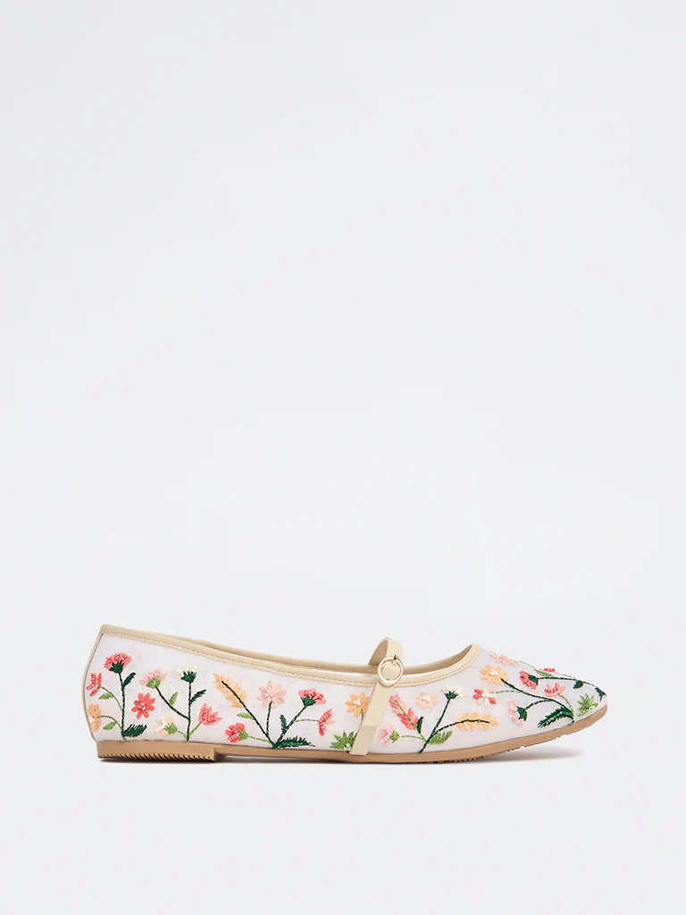 LUNA BLU Multicolour Floral Embroidered Ballerinas - Image 2