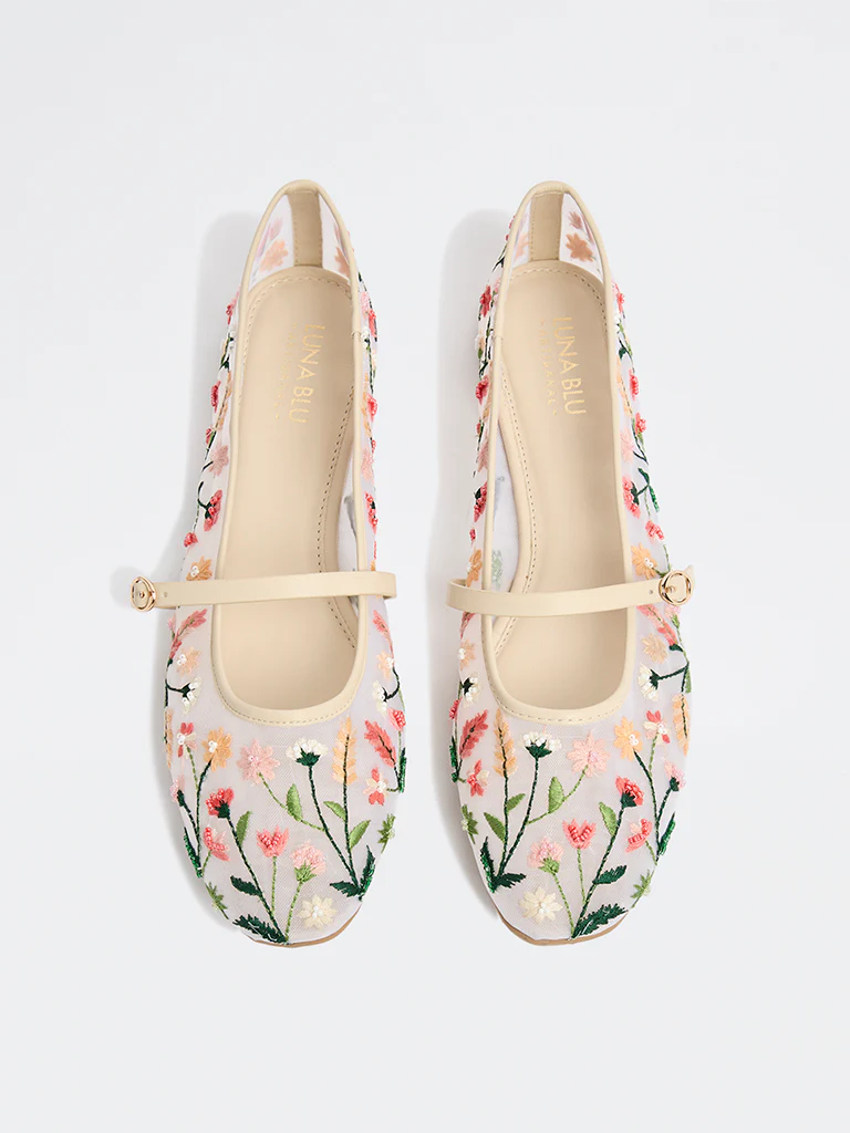 LUNA BLU Multicolour Floral Embroidered Ballerinas - Image 3
