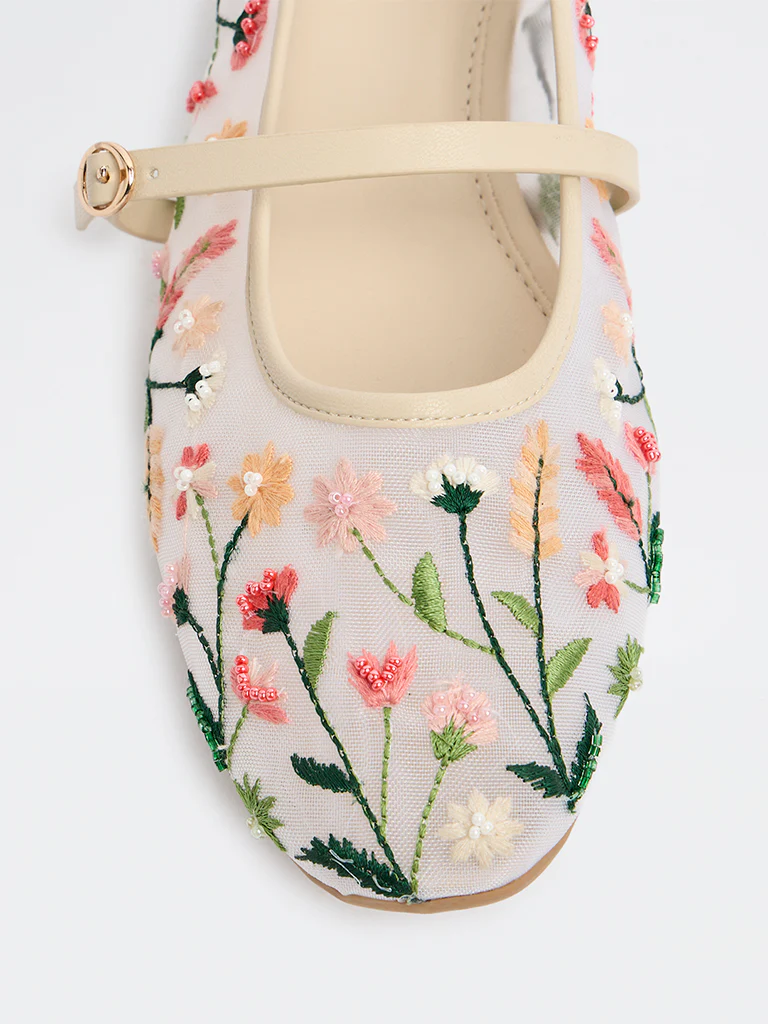LUNA BLU Multicolour Floral Embroidered Ballerinas - Image 4