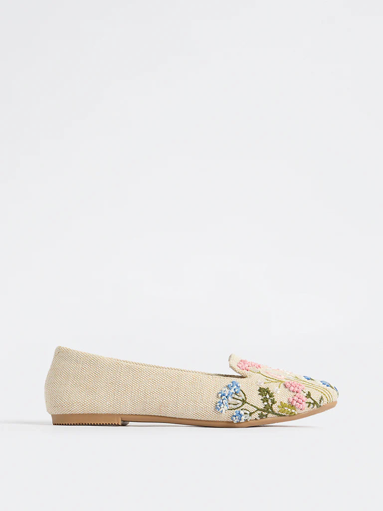 LUNA BLU Multicolour Floral Embroidered Loafers