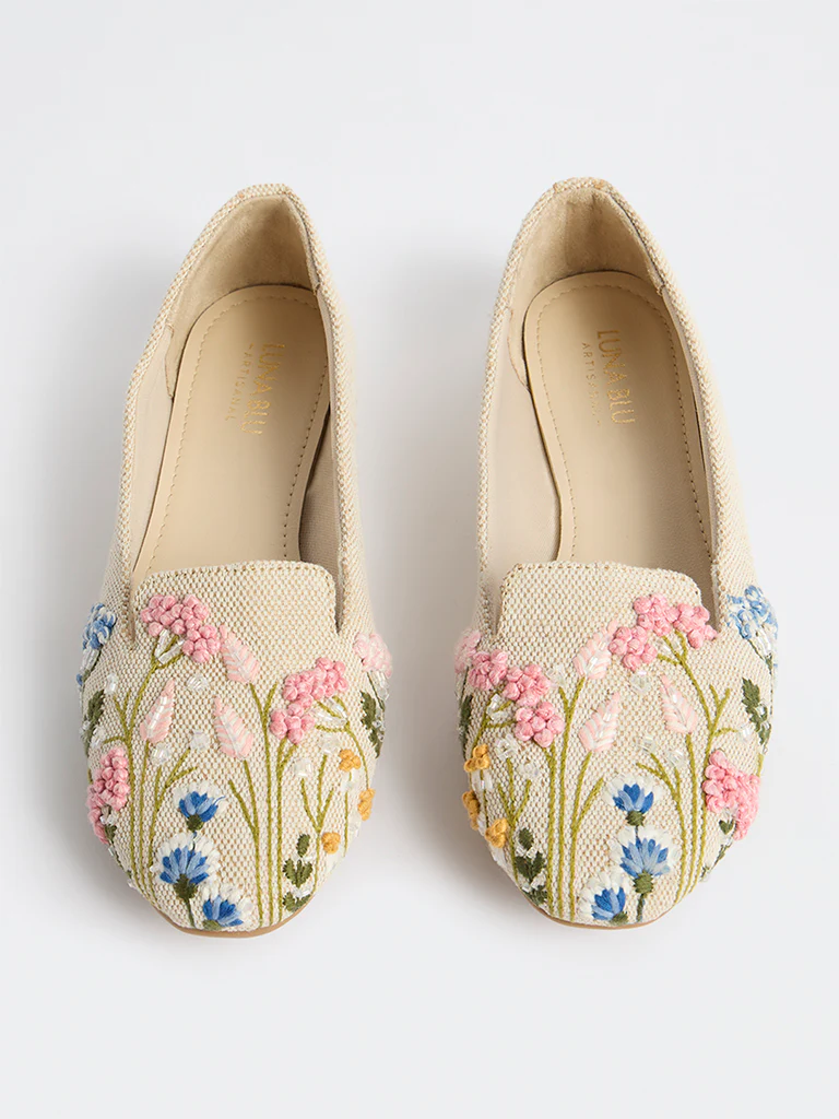 LUNA BLU Multicolour Floral Embroidered Loafers - Image 2