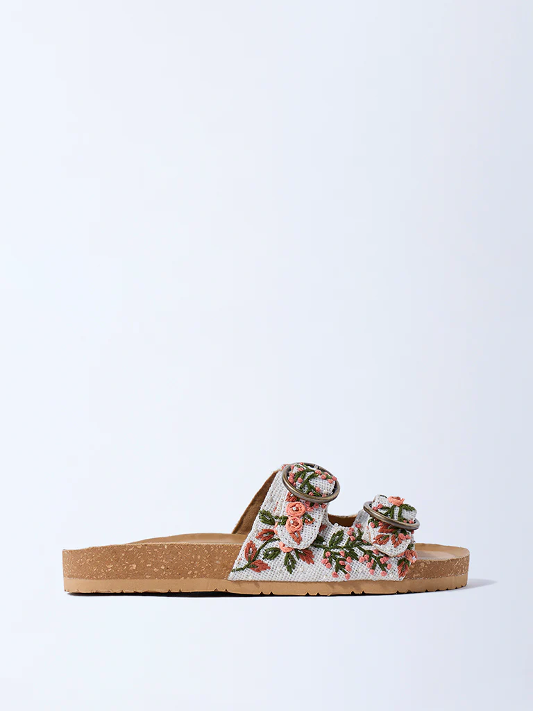 LUNA BLU Multicolour Floral Embroidered Sandals