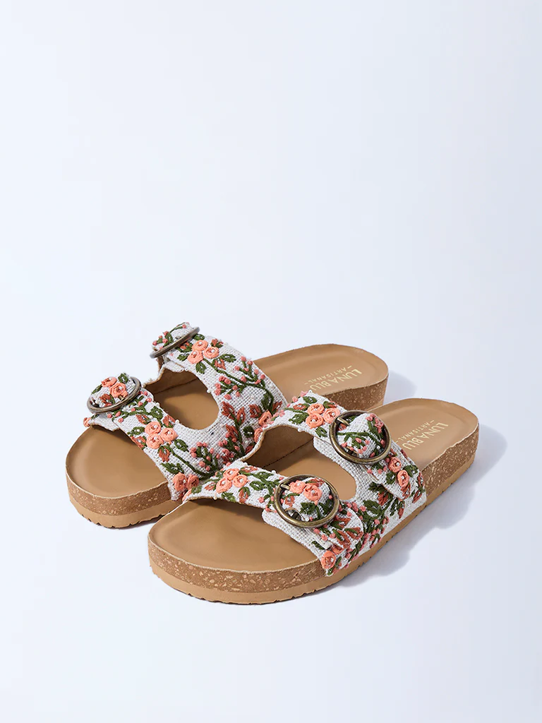 LUNA BLU Multicolour Floral Embroidered Sandals - Image 2