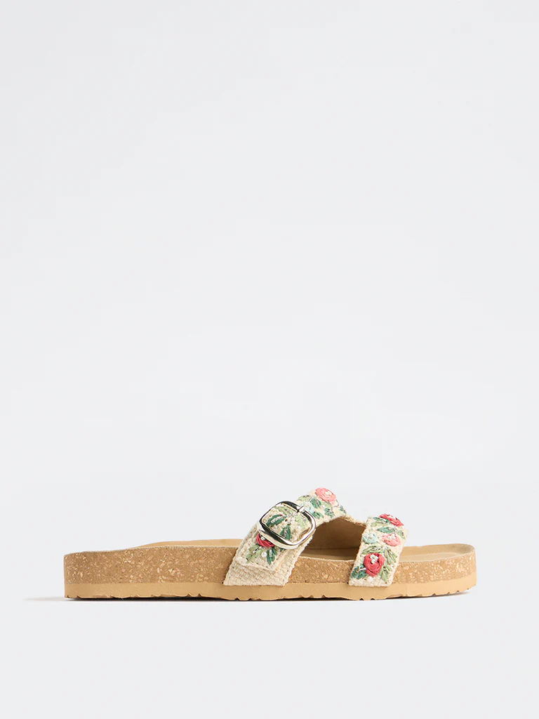 LUNA BLU Multicolour Floral Embroidered Sandals - Image 2