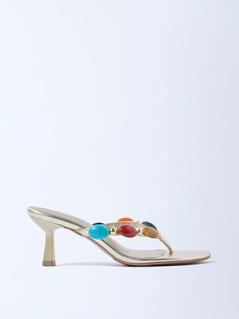 LUNA BLU Multicolour Stone-Detailed Heel Sandals