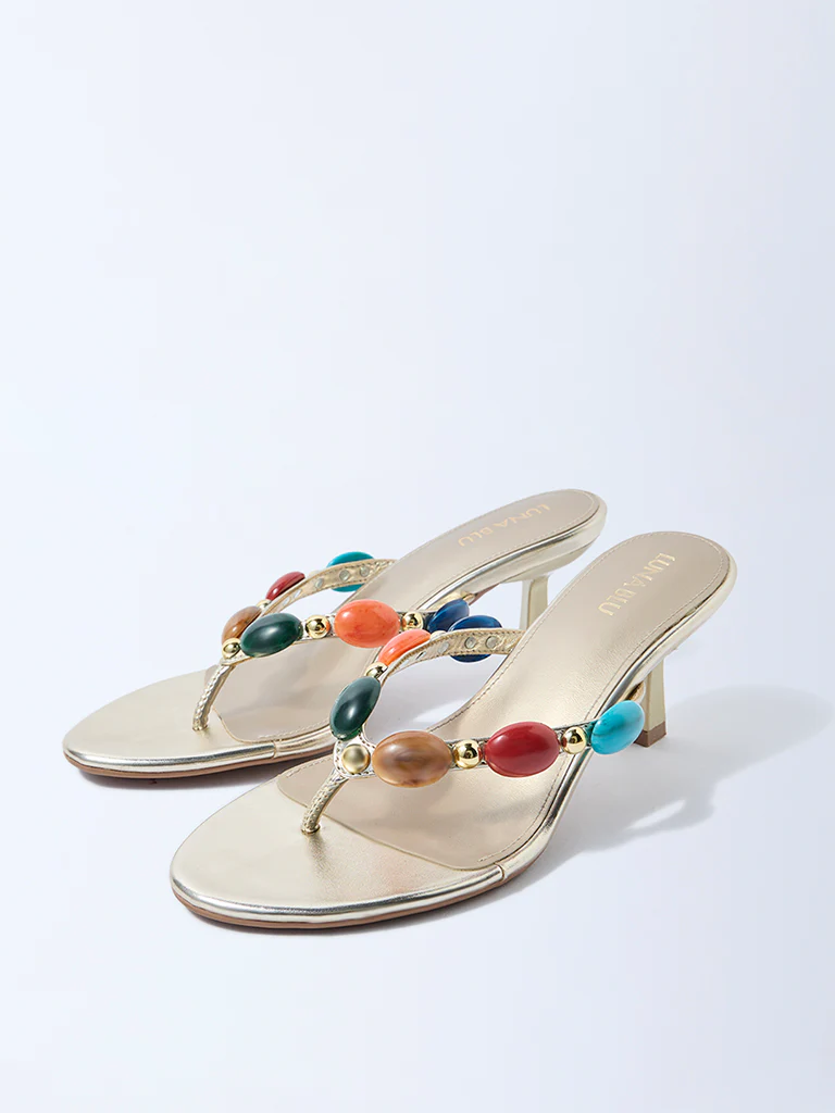 LUNA BLU Multicolour Stone-Detailed Heel Sandals - Image 2