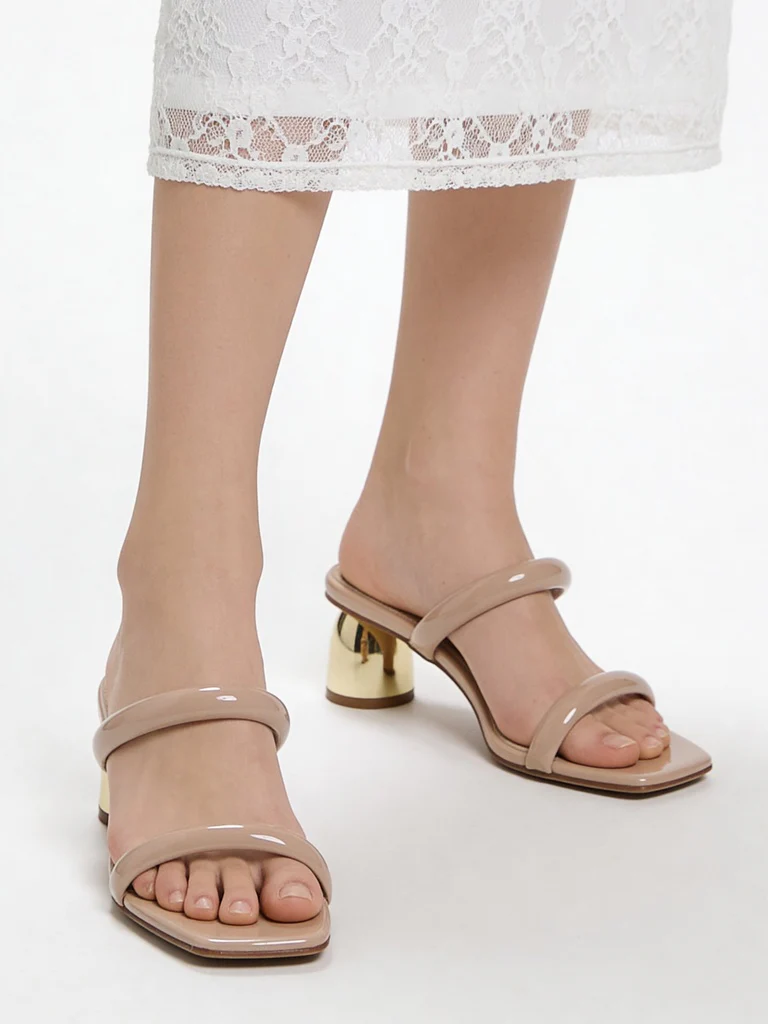 LUNA BLU Nude Dual Strap Heel Sandals - Image 2