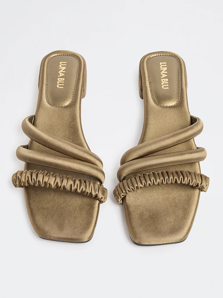 LUNA BLU Olive Puff-Strap Sandals - Image 3