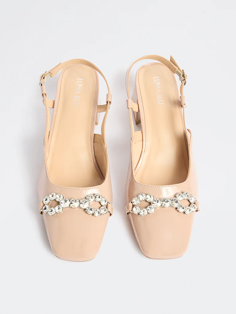 LUNA BLU Pink Diamante Embellished Slingback Mules - Image 2