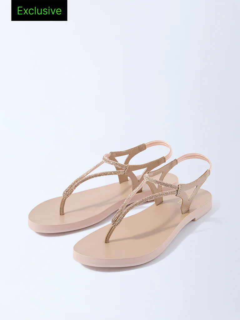 LUNA BLU Pink Embellished Slides - Exclusive