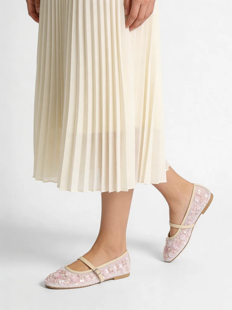 LUNA BLU Pink Floral Embellished Ballerinas