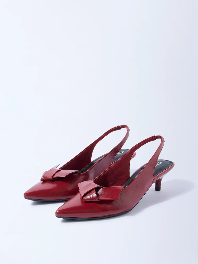 LUNA BLU Red Bow-Detailed Slingback Mules - Image 2