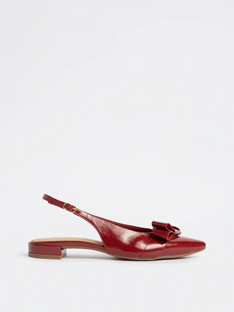 LUNA BLU Red Bow-Detailed Slingback Mules