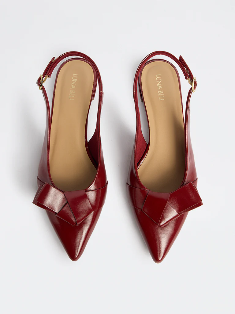 LUNA BLU Red Bow-Detailed Slingback Mules - Image 2